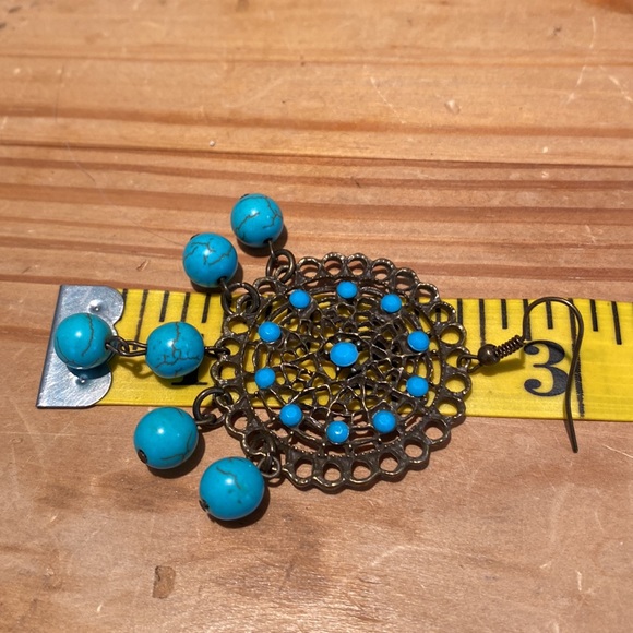 🎉 NEW‼️ DREAM CATCHER TURQUOISE BOHO EARRINGS ‼️ - Picture 6 of 10